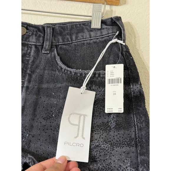 NWT Anthropologie Pilcro The Devon Rhinestone Distressed Denim Shorts Festival - Picture 6 of 9